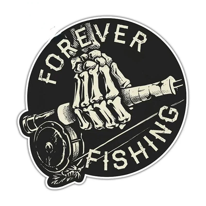 

OFK Forever Fishing Reel Sticker for Tackle Box Toolbox NEVER Tire of Fishing Decal Funny Car Stickers. 13CM