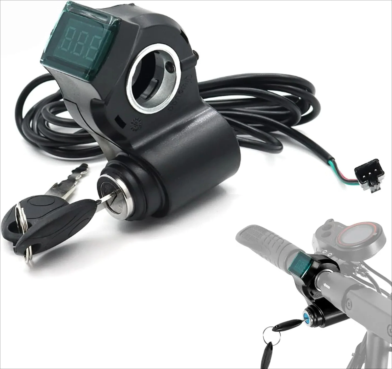 

E-Bike Thumb Throttle Digital Battery Voltage Display Switch Power with Key Lock E-Bike Voltage Display E-Bike Battery Display