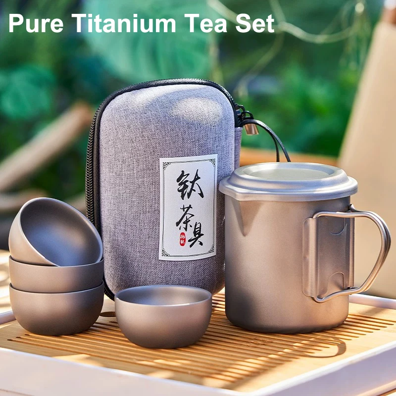 

Двухслойный чайный сервиз из чистого титана с защитой от ожогов и фильтрующей сеткой, сверхлегкая портативная чашка для кофе и чая для кемпинга на открытом воздухе, A1425