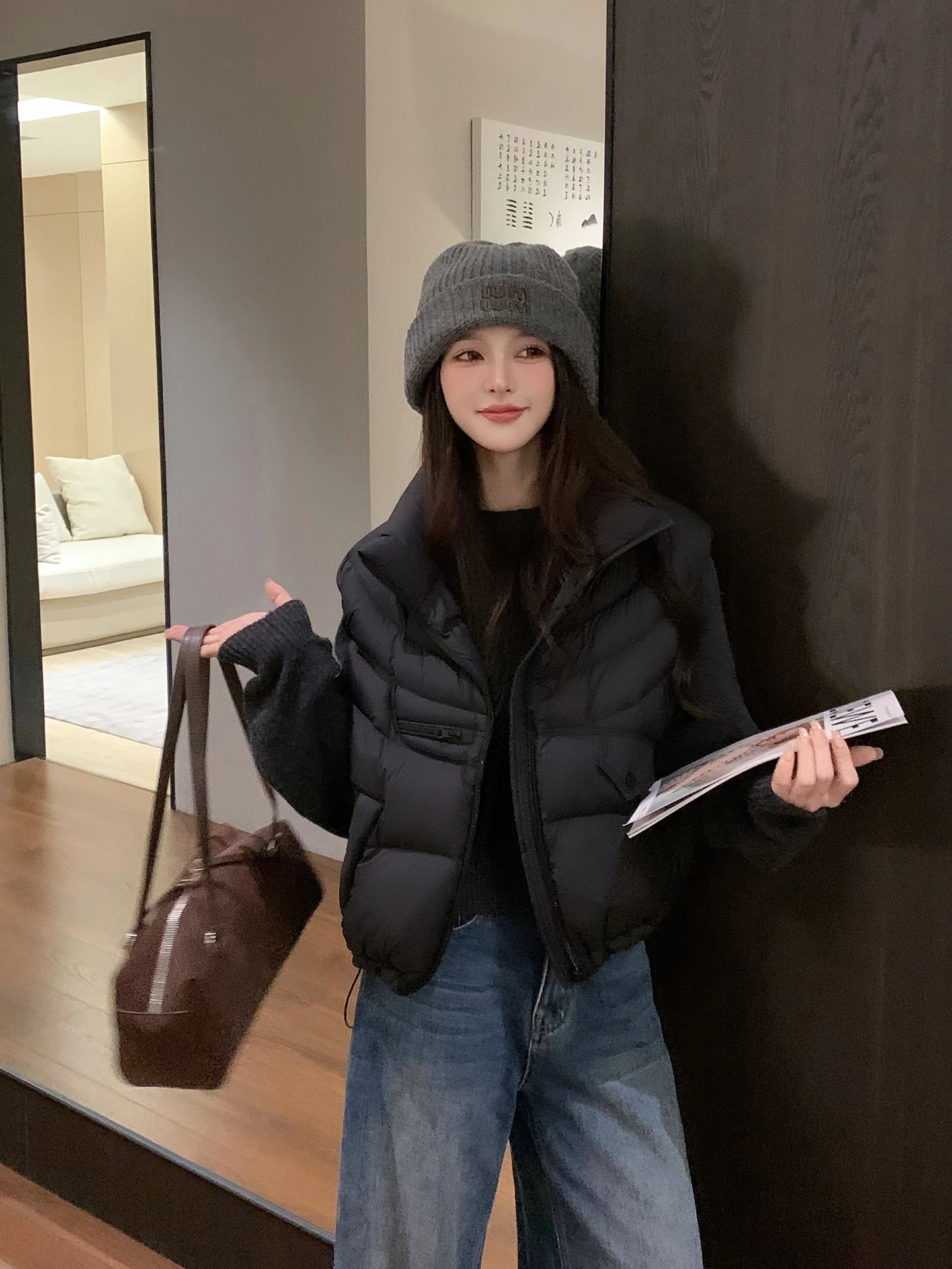 

Yanyan Women's Pure Color Stand Collar down Vest Warmth Layering Design Autumn New Sle 90% White Du down Filling Vest