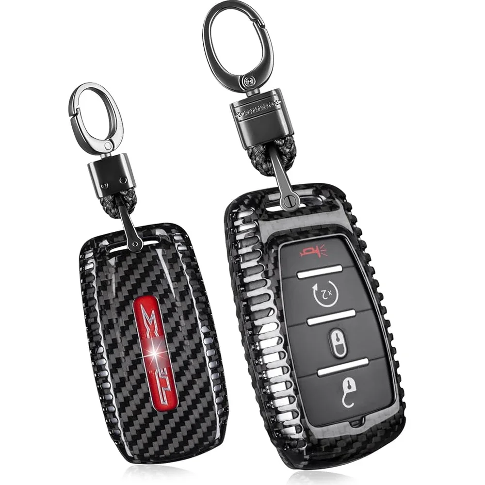 

For Ram Key Fob Cover Carbon Fiber Key Protector Case Shell For Ram 1500 Limited 2500 Power Wagon 3500 Accessories 2019 2024