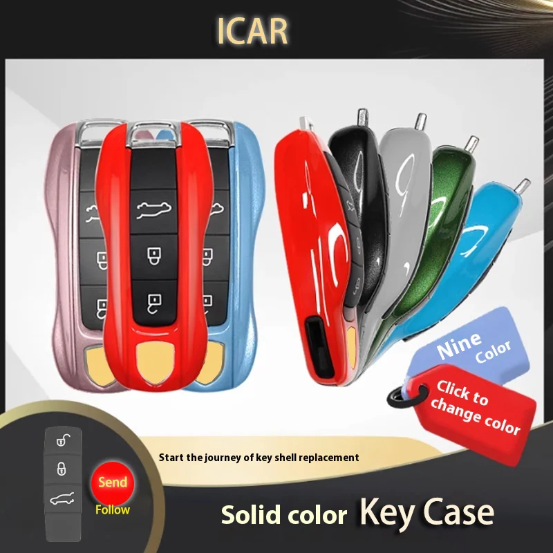 

ABS for Porsche Macan Cayenne Panamera 718 Boxster Cayman 911 Car Key Case Cover Fob Send 3 Button Suv Rubber Button Pad Skin