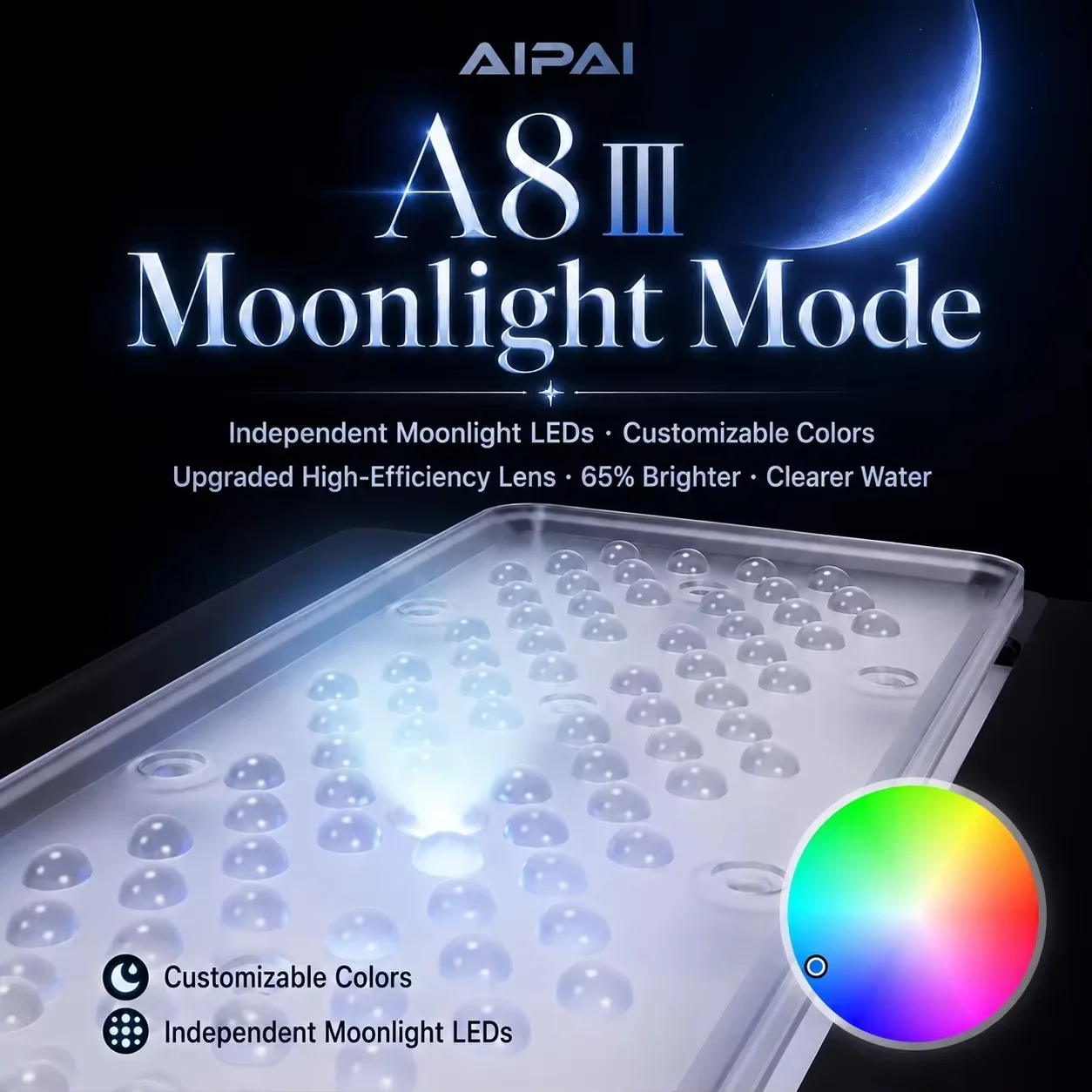 A8 Pro III Max 230W 8 Channels CREE LED Beads Spectrum WiFi APP Control Coral Reef Marine LED