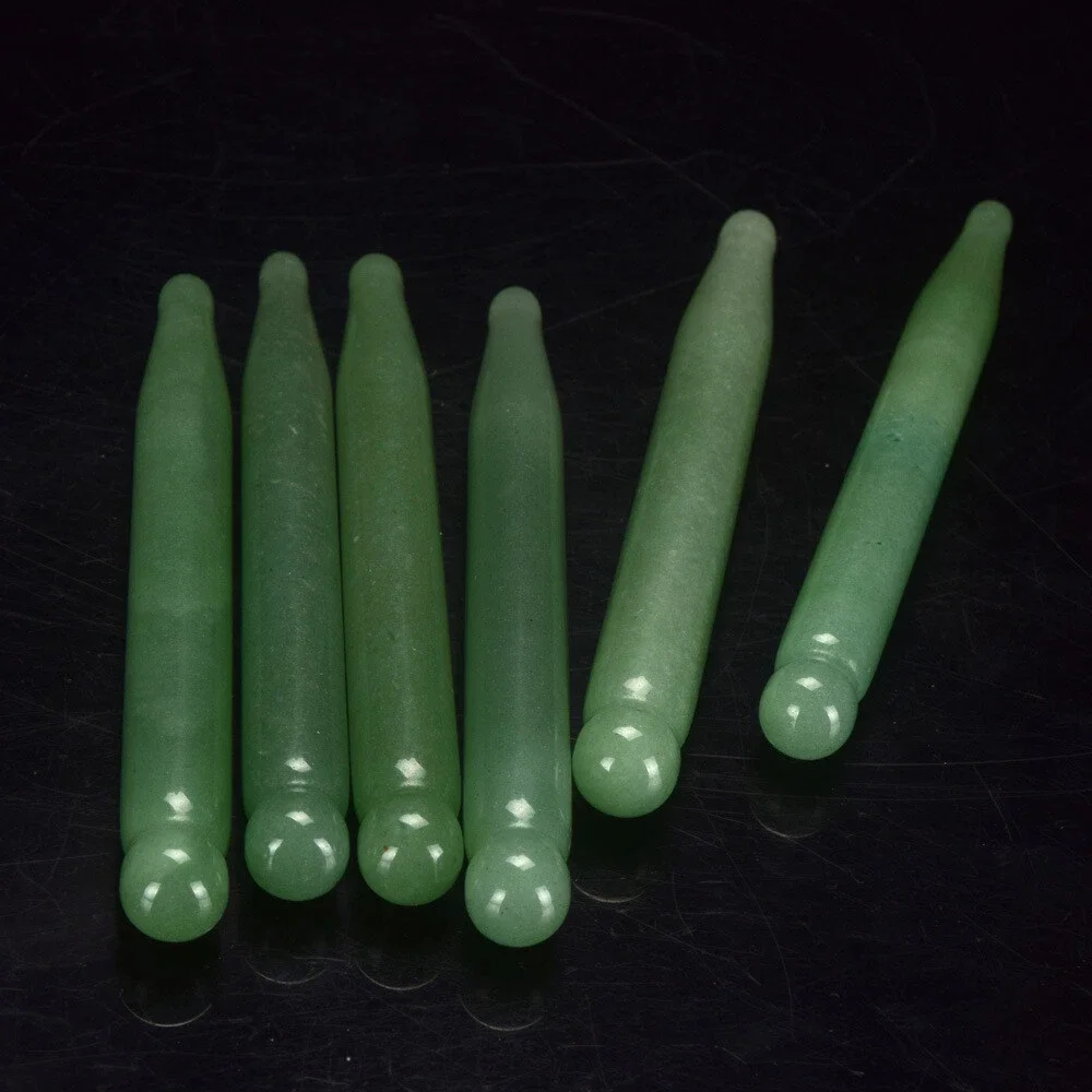 Handmade Natural Jade Face Acupuncture Point Guasha Massage Stick SPA Therapy Rose Quartz Jade Stone Gua Sha Scraping Massager