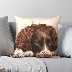 English Springer Spaniel Square Pillowcase Polyester Linen Velvet Pattern Zip Decorative Home Cushion Cover