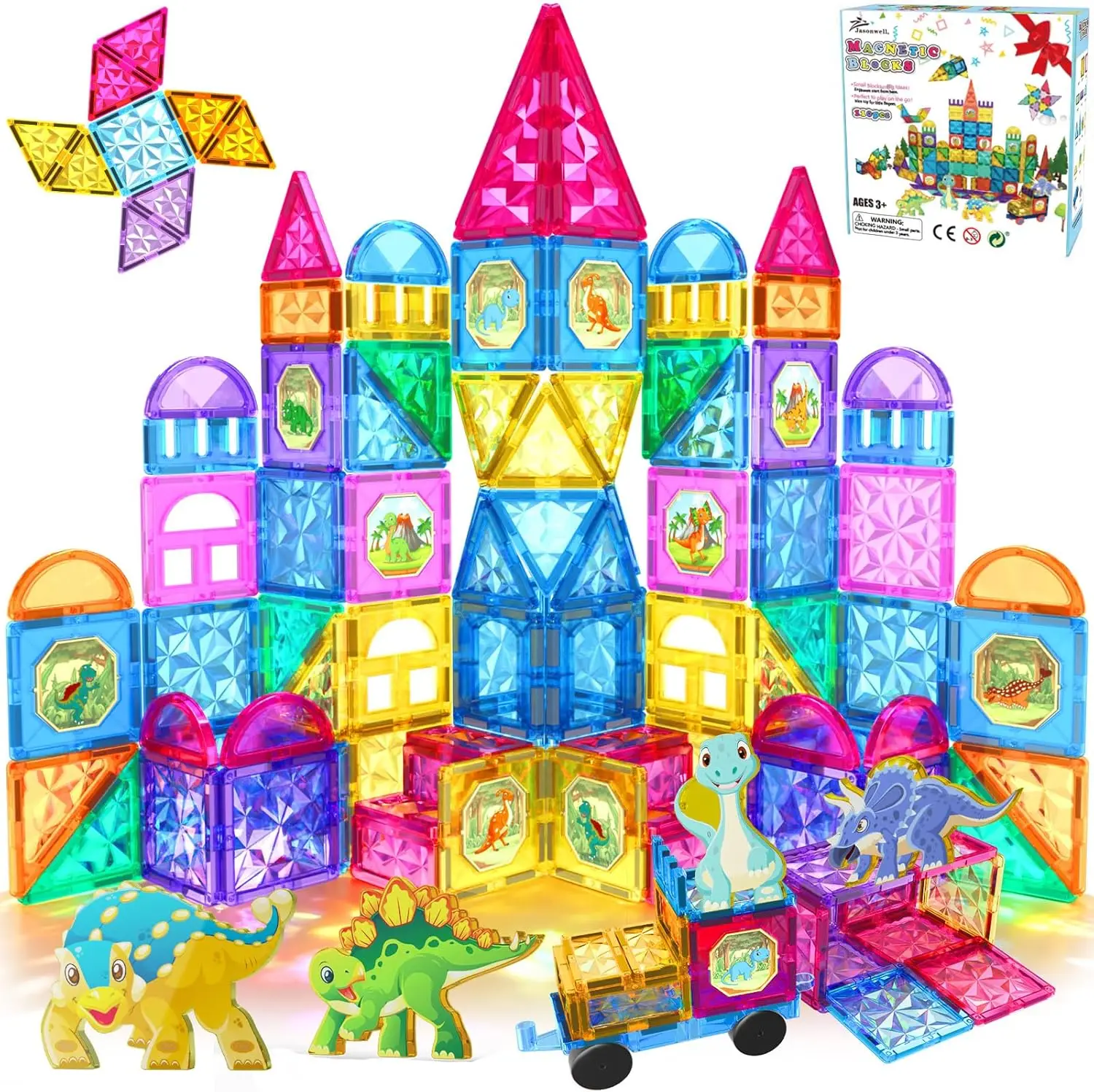 

110PCS Magnetic Tiles Building Blocks Set for Kids, STEM Educational Toys, Christmas Birthday Gifts for Boys Girls Ages 3-9