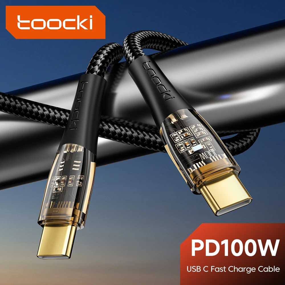 Toocki PD 100W 60W Type C To Type C Cable For Huawei Mate 40 P50 Xiaomi 11 Samsung S21 Macbook Transparent Fast Charge Data Cord