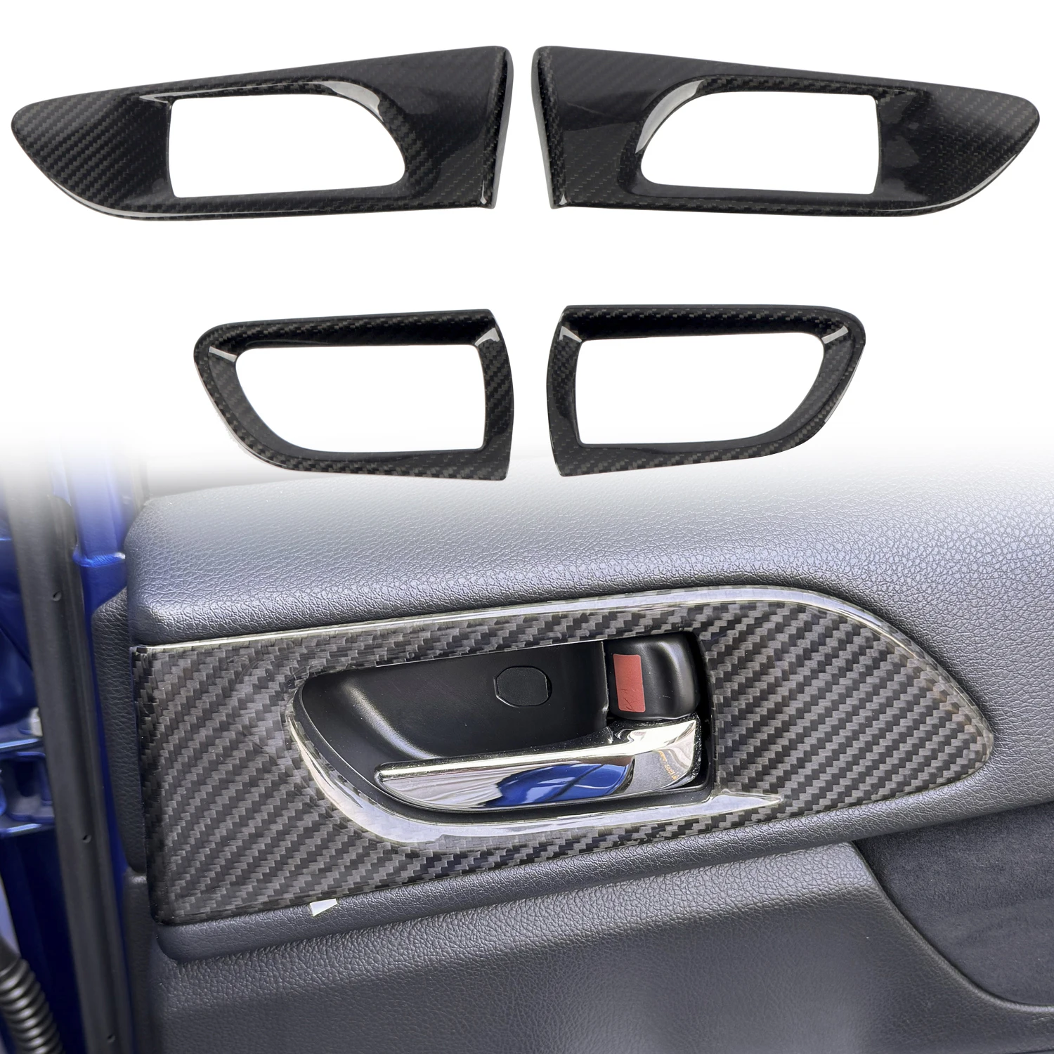 For Subaru WRX STI 2014-2021 Car Accessories Real Carbon Fiber Interior Door Handle Bowls Cover Trim 4pcs