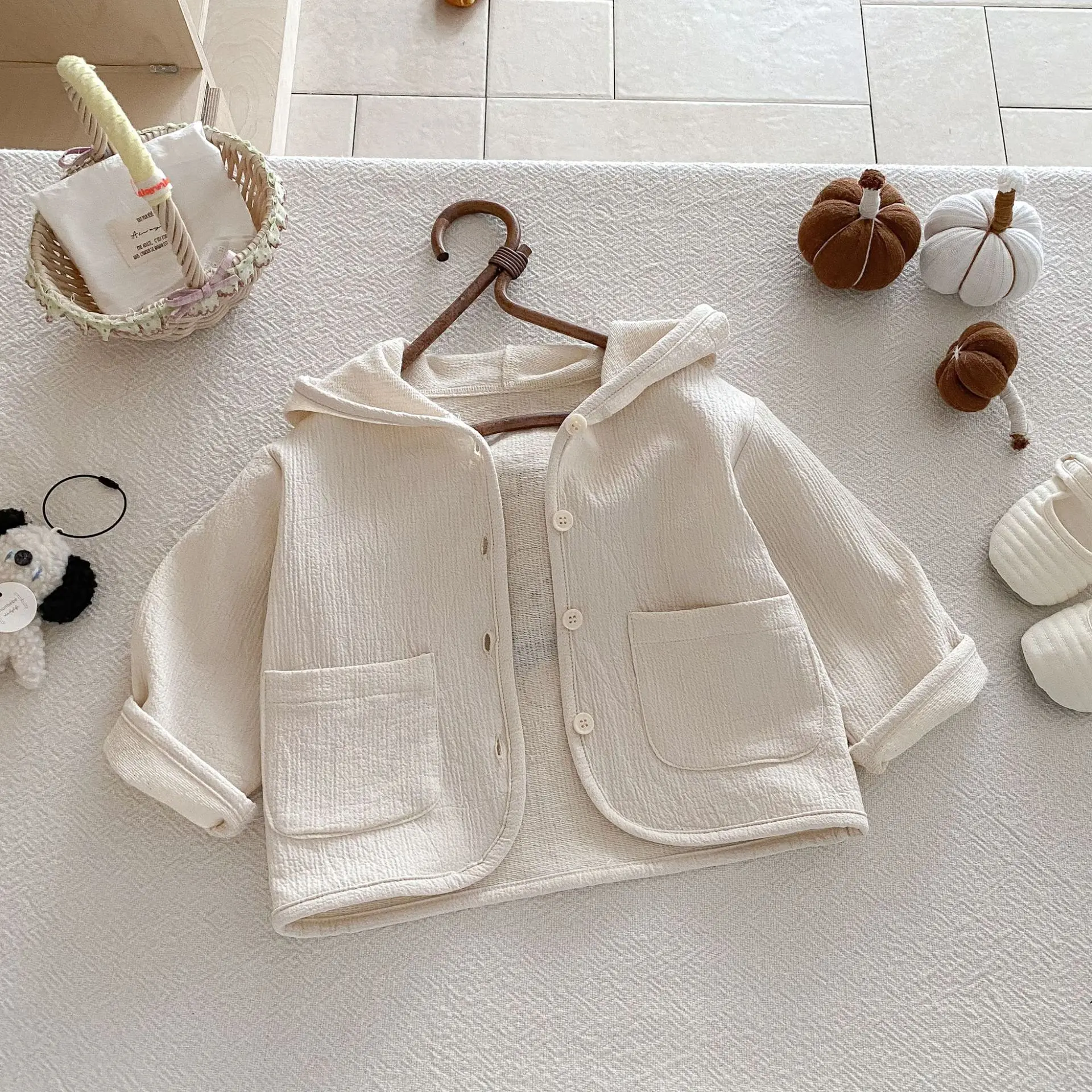 Autumn Baby Hooded Jacket, a Unisex, Simple and Versatile Cardigan for Both Boys and Girls