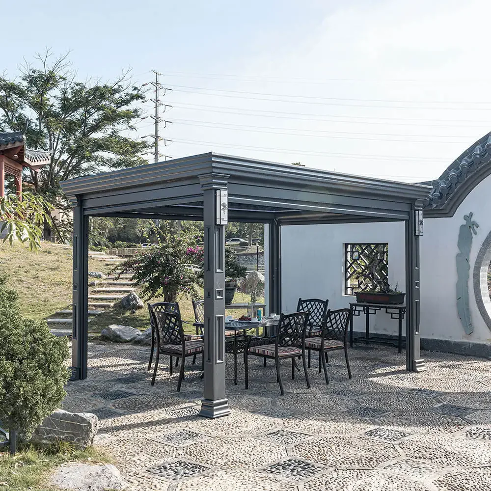 Aluminum Waterproof Sunshade Pergola Canopy Restaurant Balcony  LED Light Shade Room Awning Outdoor