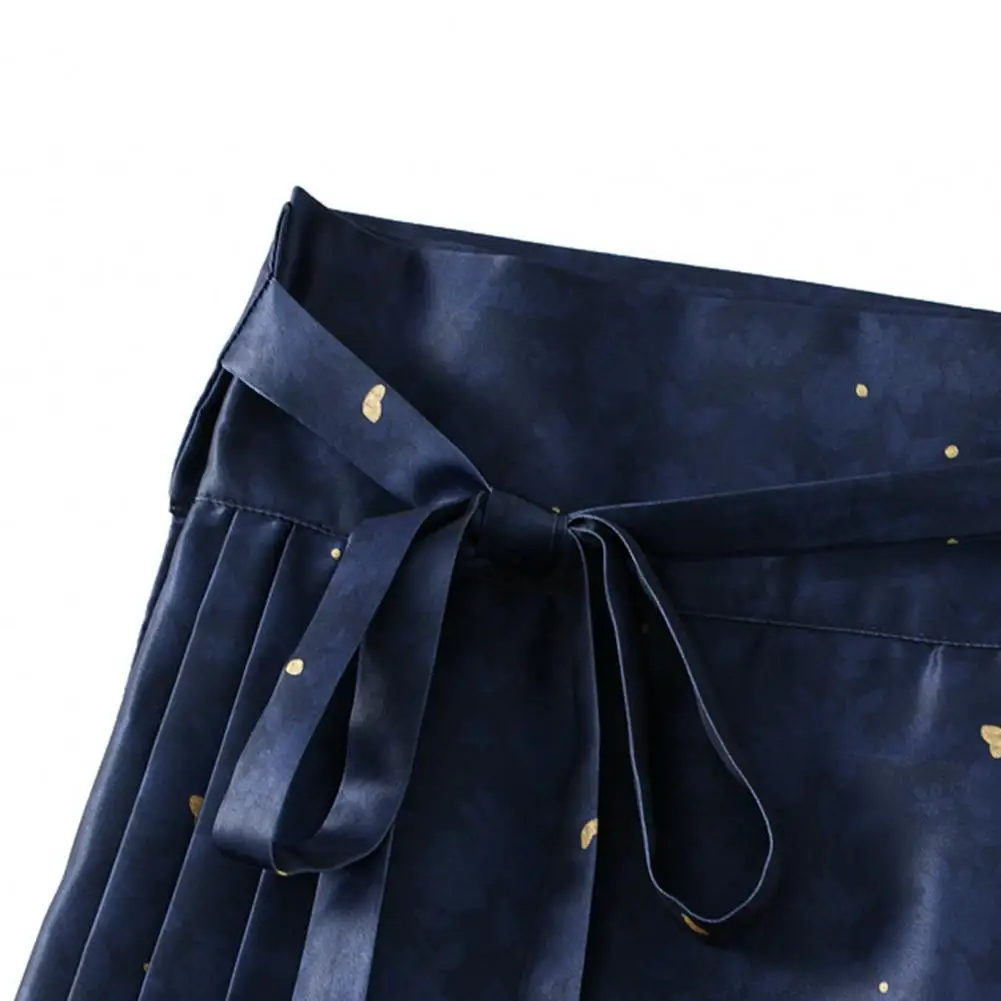 

Breathable Skirt Elegant Vintage Chinese Style Women's Maxi Skirt with Phoenix Print High Waist Hanfu Pleated Lace-up for Women
