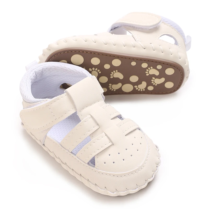 Sandales d'été en PU pour nouveau-né garçon, chaussures plates mignonnes à semelle en caoutchouc, antidérapantes, pour les premiers pas, 3 couleurs, nouvelle mode