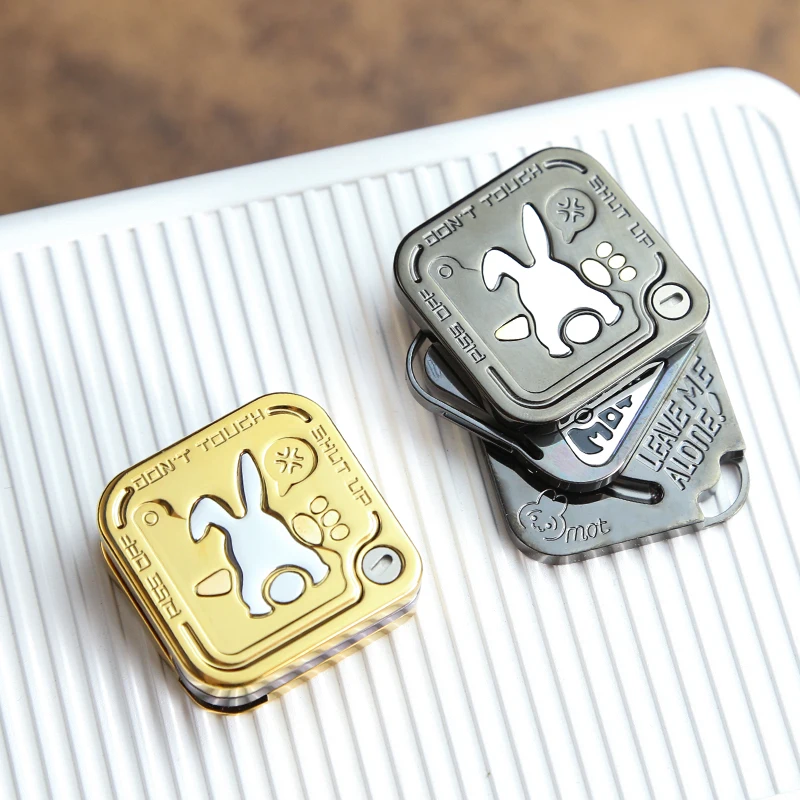 Novel Grumpy Rabbit EDC Fidget Slider Three-layer Side Push Magnetic Fork Fidget Toy Stress Relief Toy ADHD Toy Gifts