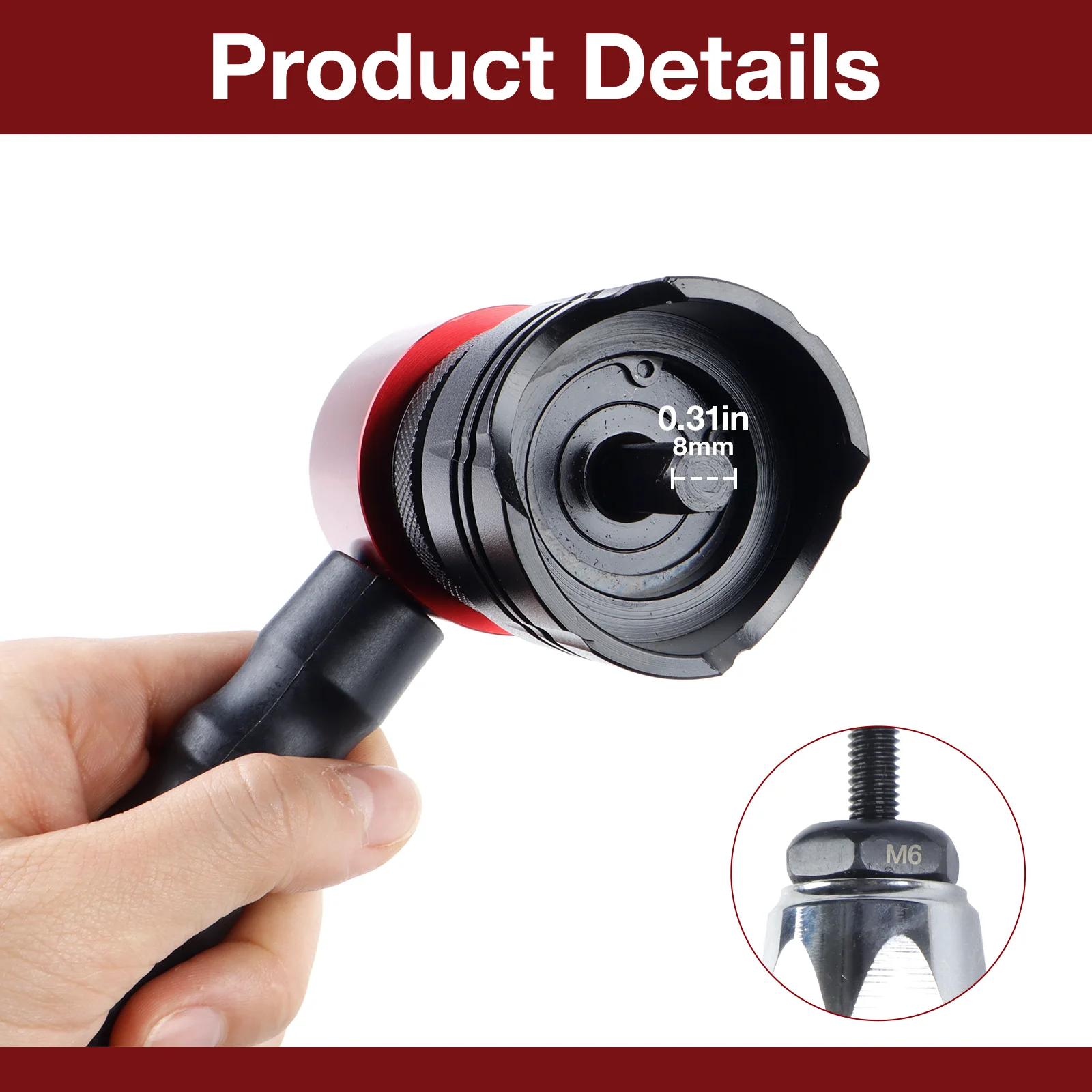 Labor-Saving Electric Rivet Nut Tool Plug-in Nut Quick Riveting Compatible with Cordless Drill for DIY Household with 6 Mandrels