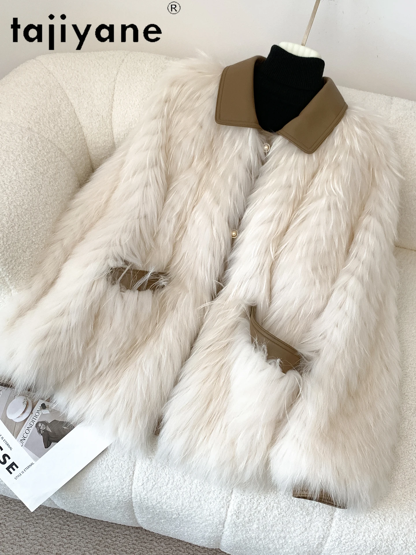 TAJIYANE 100% Real Raccoon Fur Sheepskin Leather Jacket Women Stylish Coat Superior Quality 2025 Winter Ladies Clothes fourrure