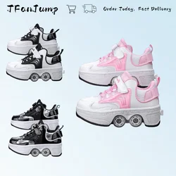 Zapatillas deportivas con ruedas de doble fila para niños y adultos, zapatos informales de doble uso, Parkour con deformación, Unisex, 2024