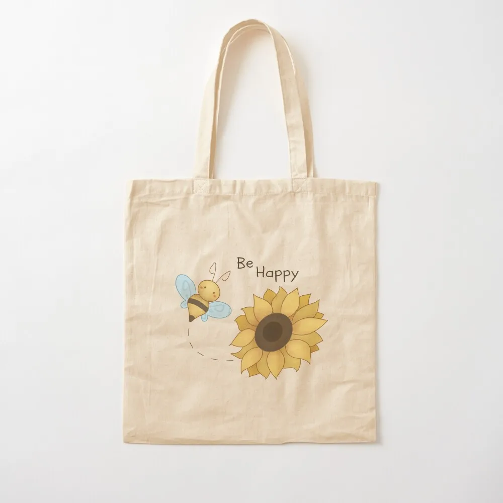 Be Happy Tote Bag tote bag screen woman shopping bag Canvas