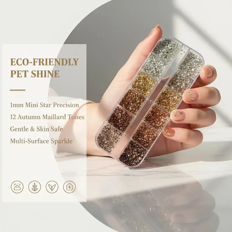 12 Grids Nail Decoration Sequins 1MM Star Polka Dot Pentagram Flakes for DIY Home Salon Manicure