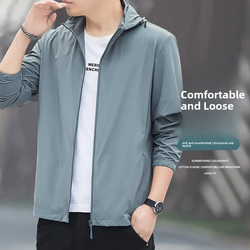 

Новая мужская летняя тонкая солнцезащитная одежда 2026 года со съемным капюшоном, высококачественная модная детская одежда из оригинальной пряжи и ткани PE