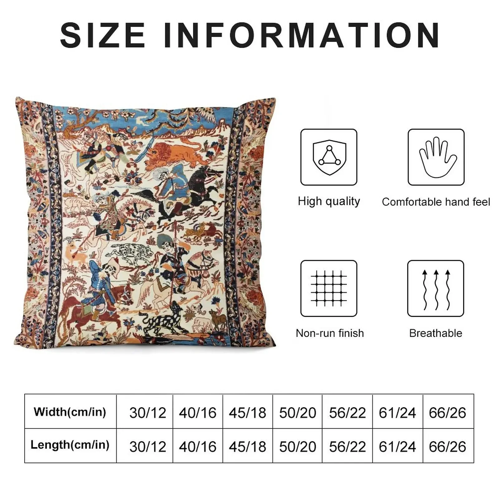 Blue Antique Persian Isfahan Silk Rug with Flowers Animals Print Throw Pillow Sofa Cover Couch Pillows Cushions For Sofa pillow