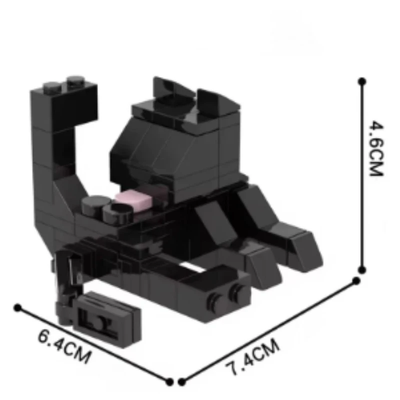 62PCS Black and White Cat Building Block Toy Colorful Cat Series MOC Bricks DIY Building Block for Kids Education Birthday Gifts