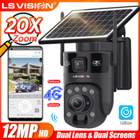 LS VISION 6K 12MP 4G SIM Solar Security Camera 20X ZOOM Dual Lens 360° View Outdoor WiFi IP Camera PTZ PIR Human Tracking UBOX