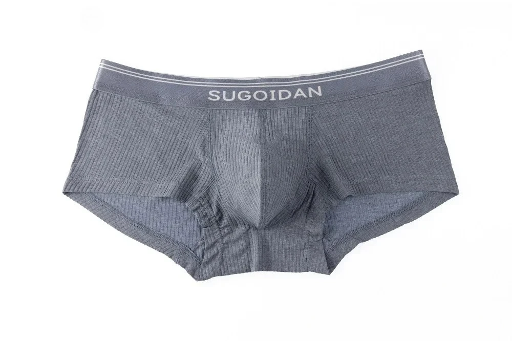 

Men's Boxy Underwear Ribbed Modal Trunk Breath Elastic Thin Comfy Boxer Shorts Youth Sexy Low-rise U Convex Pouch Sports Panties