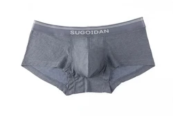 Men's Boxy Underwear Ribbed Modal Trunk Breath Elastic Thin Comfy Boxer Shorts Youth Sexy Low-rise U Convex Pouch Sports Panties