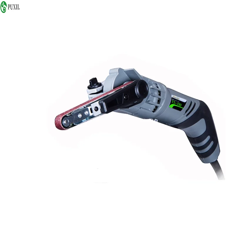 Mini lijadora de banda eléctrica de mano de 260W, herramientas de lijado y pulido eléctrico de 6 velocidades con 3 uds de correas abrasivas de 220V