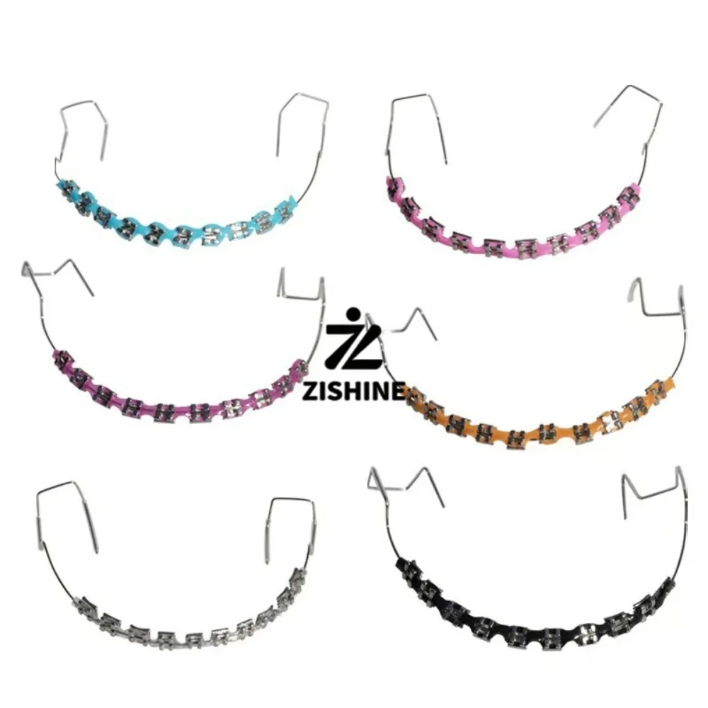 Fashion Fake Braces Tooth Jewelry Simulation Dental Orthodontic Brackets Teeth Decoration Colorful Chain Arch Wire for Cosplay