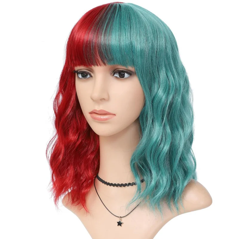 

Европейский и американский модный парик-каре с градиентной окраской таро, короткими кудрями и эффектом перманентной завивки, на всю голову