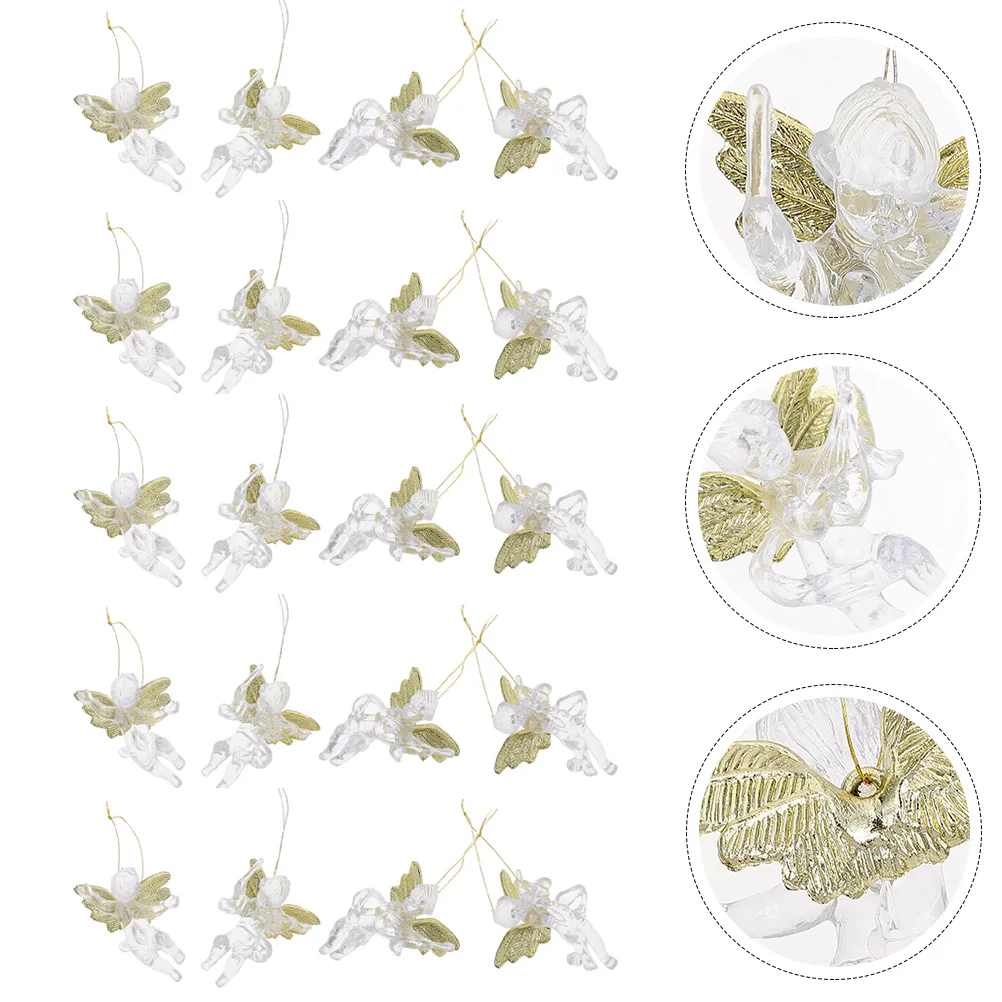 

20Pcs Clear Angel Hanging Decoration Christmas Tree Pendants Xmas Decorative Props Christmas Tree Hanging Decoration