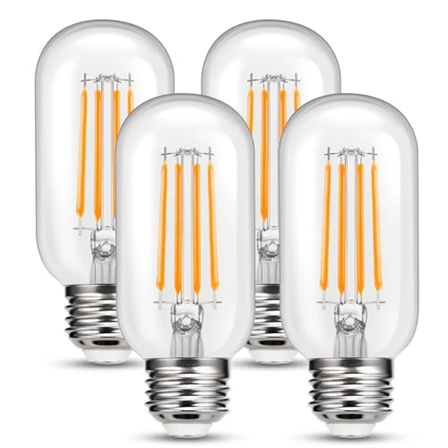 

4 Pack LED Edison Bulbs, 4W Edison Light Bulbs 40W Equivalent, Vintage E26 LED Bulb T45 2700K Soft Warm White Clear Glass, 460L
