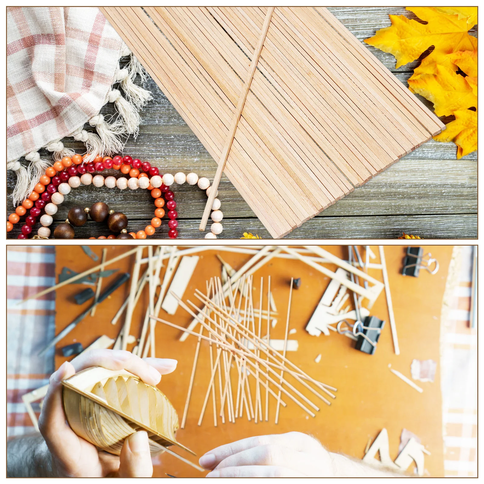 

150Pcs Wood Strips DIY Materials Unfinished Square Dowels for Crafts Painting Decorating Frames Displays Projects Hardwood