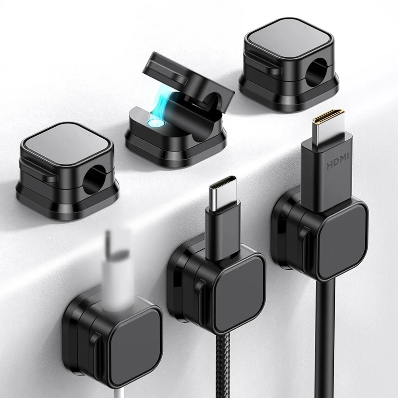 Mini Magnetic Cable Clips Self-adhesive Adjustable Cord Holder Cable Wire Keeper Manager Home Office Desktop Cables Organizers