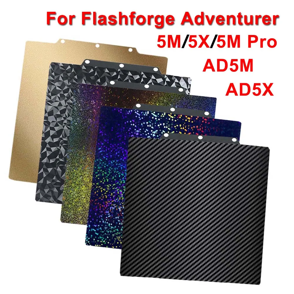 

For Flashforge Adventurer 5M, 5X, 5M Pro PEI Plate AD5M AD5X Build Plate Double Sided Heated Bed Flexible PEI Sheet 3D Bed Parts