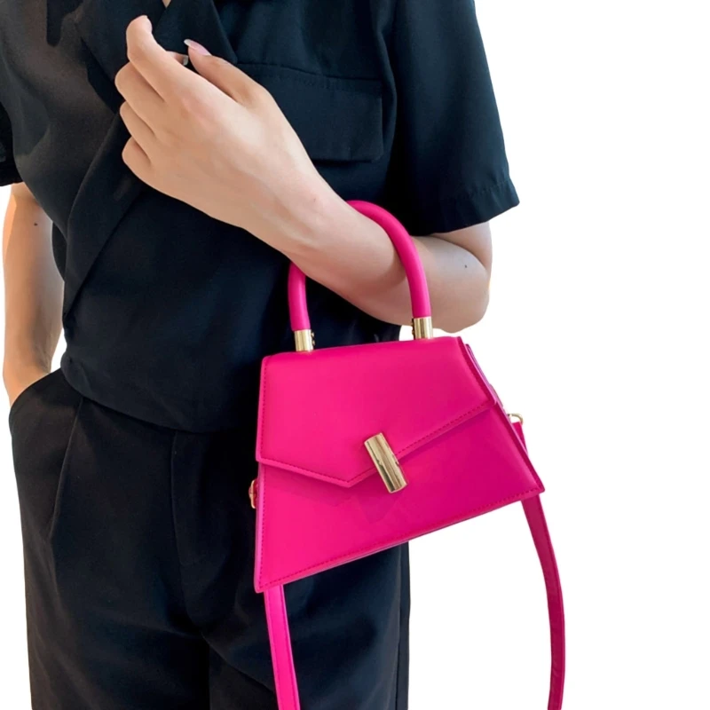 Trendy Lock Closure Shoulder Bag Elegant Solid Color Handbag Fashionable Lightweight Emphasizes Your Unique