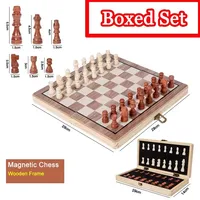 Juego de ajedrez magnético plegable de madera para adultos y niños, tablero de juego de fieltro, almacenamiento Interior, regalo familiar, 29cm * 29cm