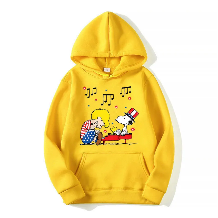 Peanuts Schroeder and Snoopy Men Hoodie Cartoon Fashion Women Oversized Sweatshirt Tops Spring Autumn Couple Pullover