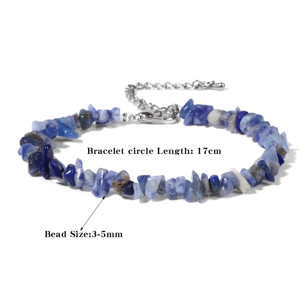 Irregular Chips Natural Stone Aventurine Bracelet Amethyst Beads Crystal Quartz Gravel Reiki Bracelets for Women Girls Jewerlry