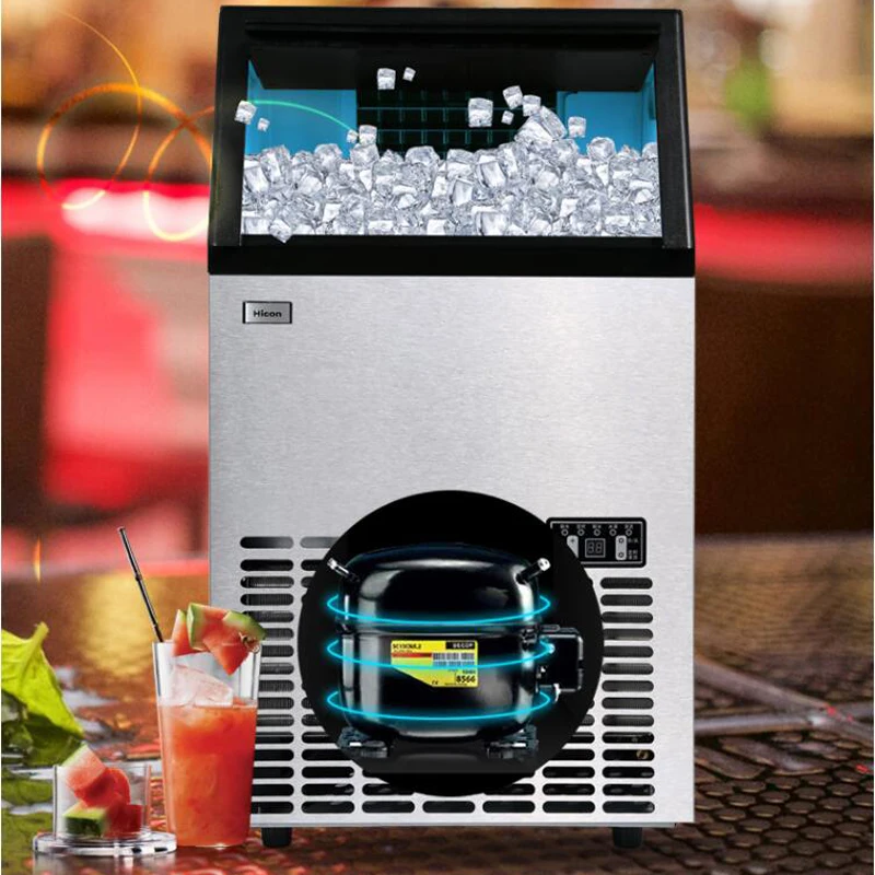 Electric Ice Cube Machine Stainless Steel Generator Liquid Freezer for Restaurants Coffee Shops Home Commercial Ice Maker