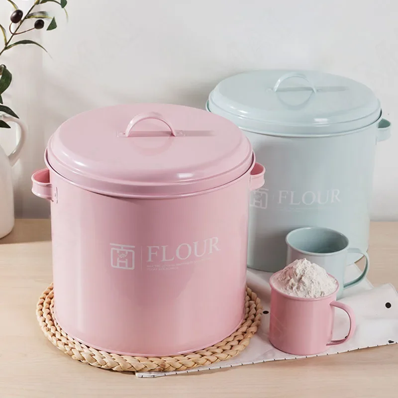 Simplicity Metal Storage Jar with Lid Seal Kitchen Cereal Dispenser Moisture-proof Pet Dog Food Organizer Home Decoration Modern