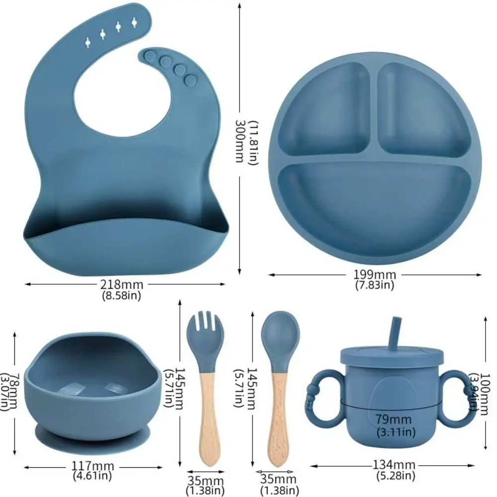 Набор для детского питания с сильным всасыванием, тренировочная обеденная тарелка для еды, детские силиконовые столовые приборы, посуда для кормления, вилка, ложка