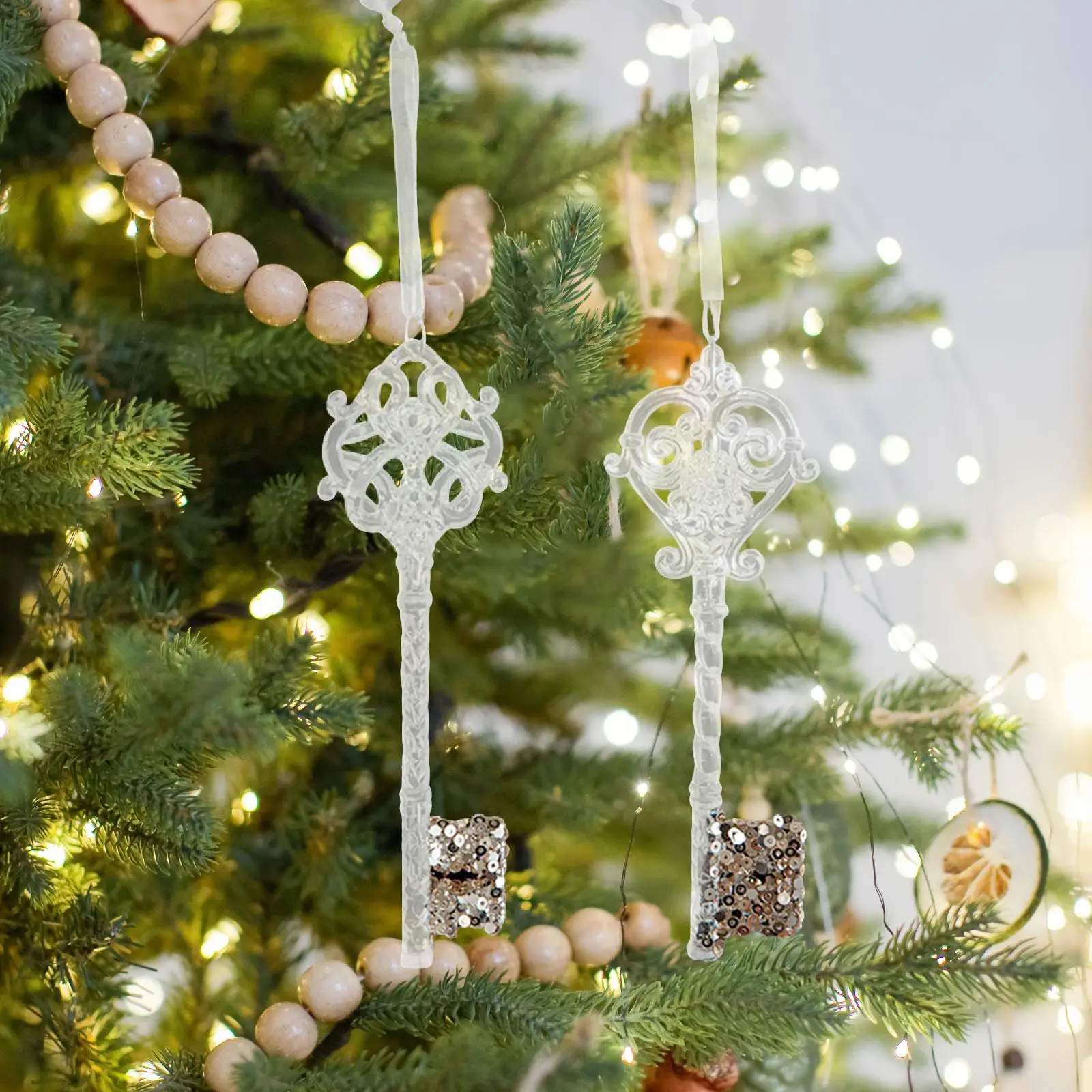 2x llaves, adornos navideños, gotas colgantes, adornos navideños, adornos colgantes para celebración de oficina, porche del Festival de Año Nuevo