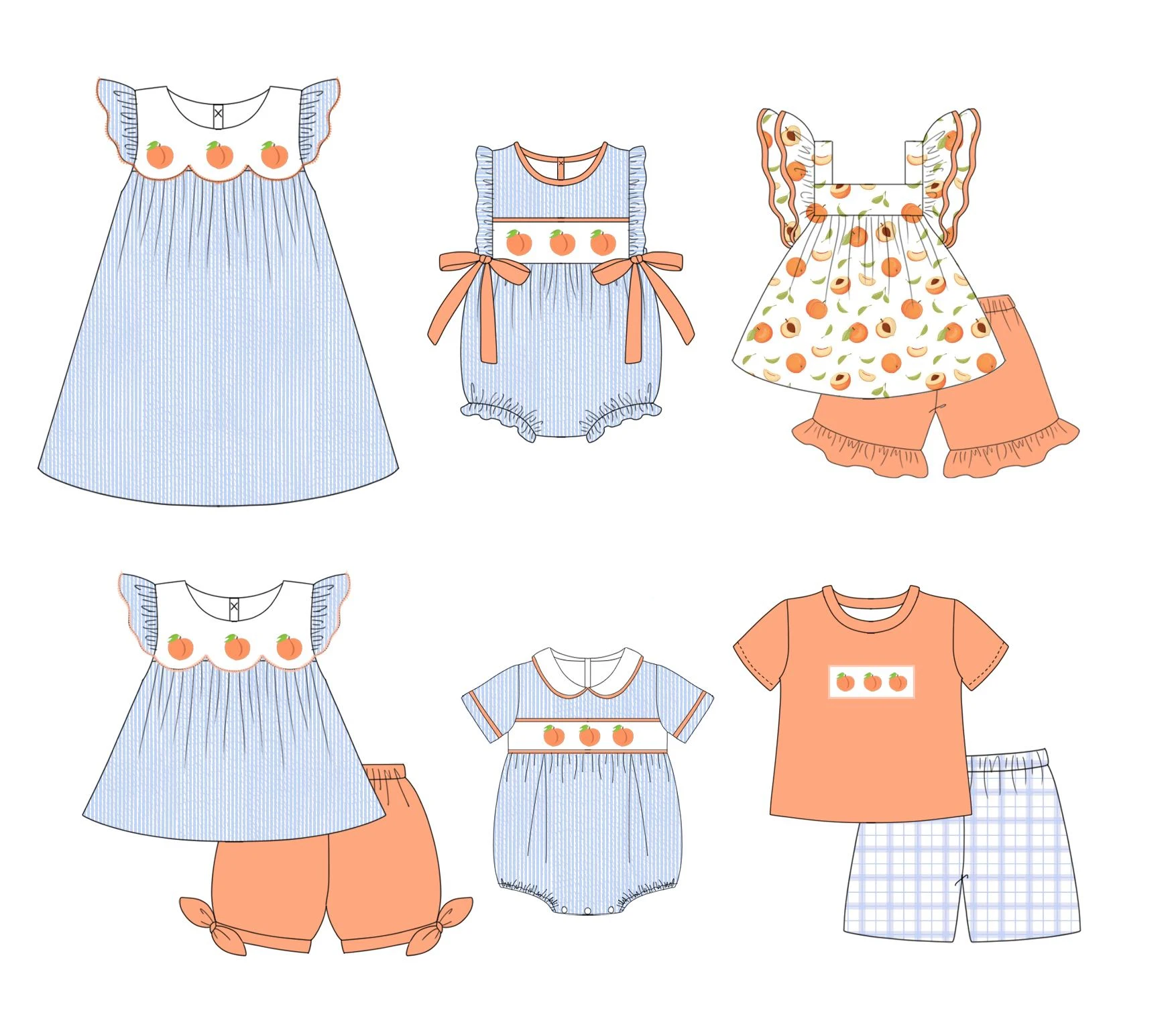 Summer children's clothing Peach pattern short sleeve dress short sleeve set baby romper Cute baby sets wholesale