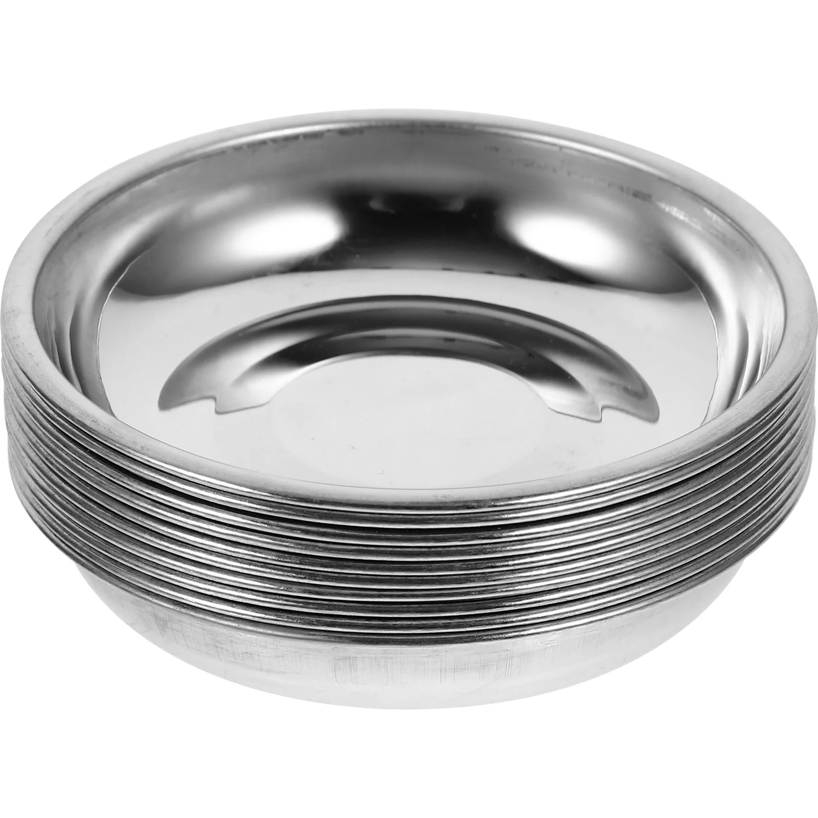 

10 Pcs Cup Disc Set Spice Dish Mustard Bowls Stainless Steel Saucer The Plates Silver Seasoning Dishes Travel