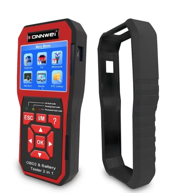 

KONNWEI KW870 6 В 12 В тестер аккумулятора для автомобиля, мотоцикла, диагностический инструмент OBD2, 2 в 1, анализатор разряда и зарядки, сканер