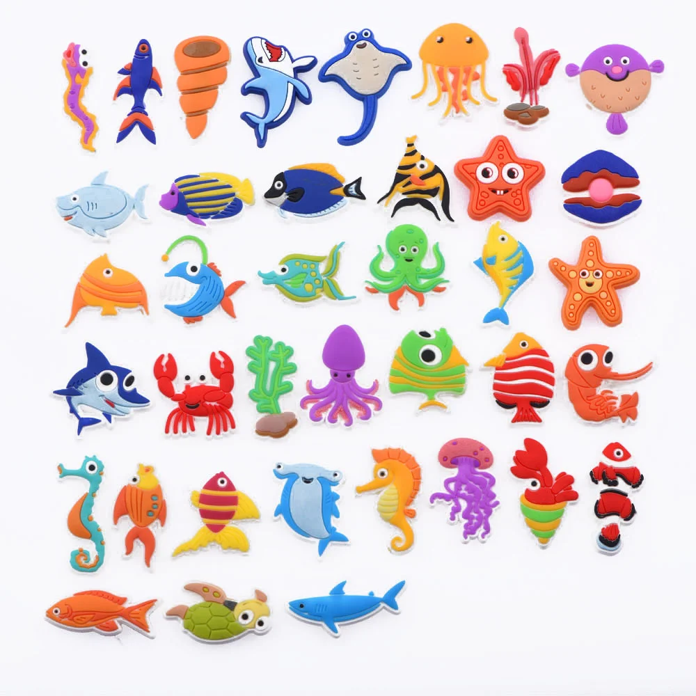 1pcs Cartoon Fish Starfish Hippocampus Shoes Decorations Sea Animals Octopus Sharks Shoes Charms DIY Kid's Favor Gifts