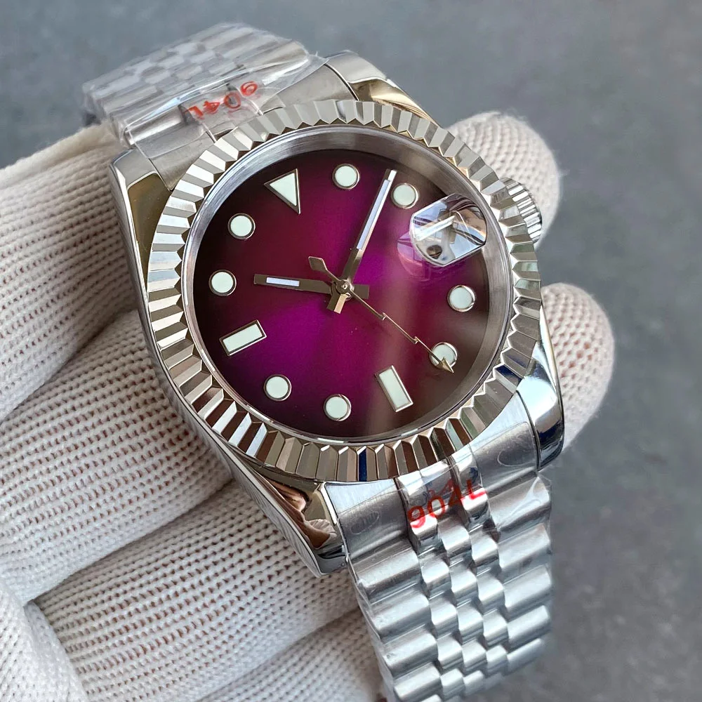 36 مللي متر 39 مللي متر أمة الله الأرجواني الهاتفي NH35A 20ATM الغوص التلقائي الرجال ساعة الفولاذ المقاوم للصدأ حزام الياقوت الزجاج الشريحة مشبك 2024 #4