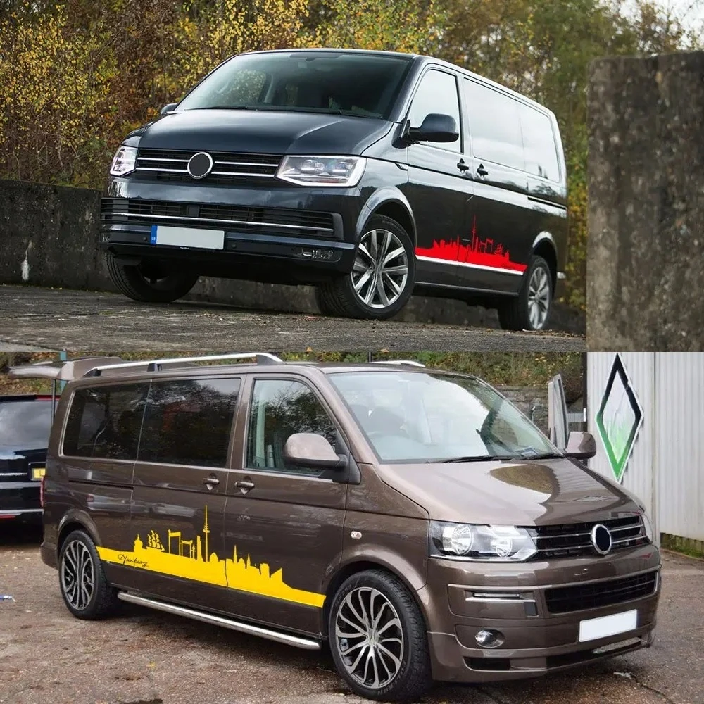 Car Sticker For Volkswagen VW Multivan Transporter T4 T5 BUS T6 30 Van Canper Skyline Hamburg Side Stripes Graphics Decor Decal - view 4